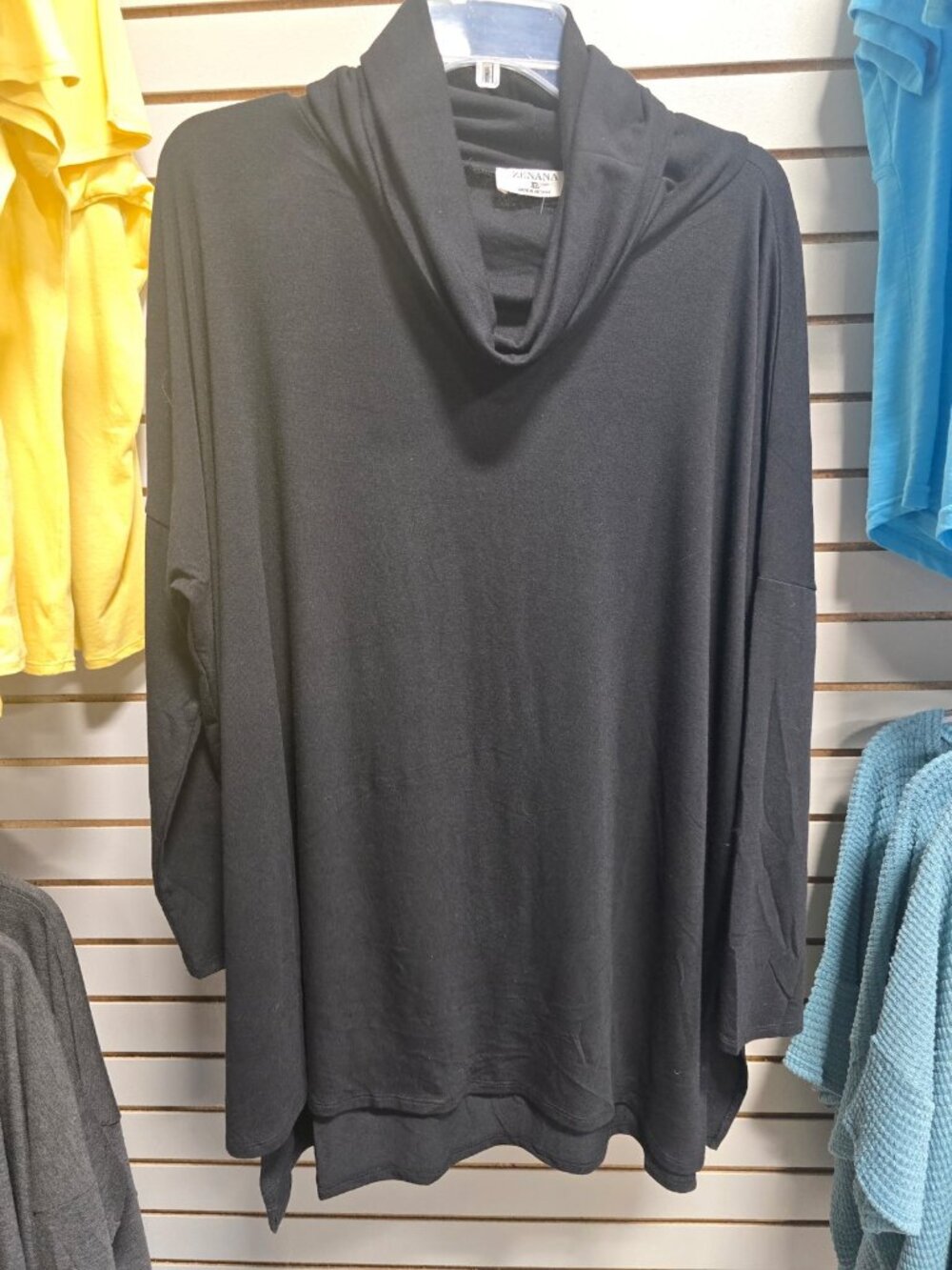 Zenana Black Cowl Neck Tunic Top | Oversized